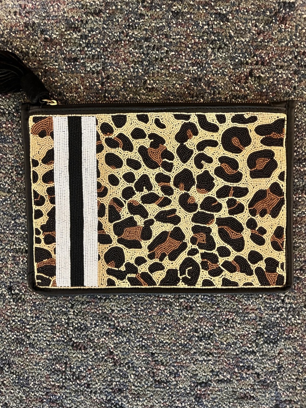 Sam Edelman Beaded Leopard Clutch Wristlet NEW Statement Bag